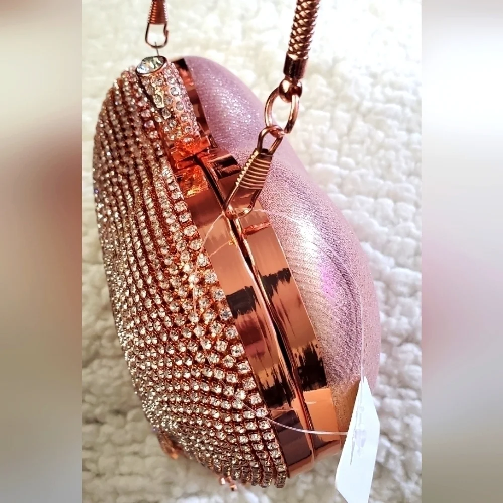 Heart Austrian Crystal Tasseled Clutch Top Handle Bag